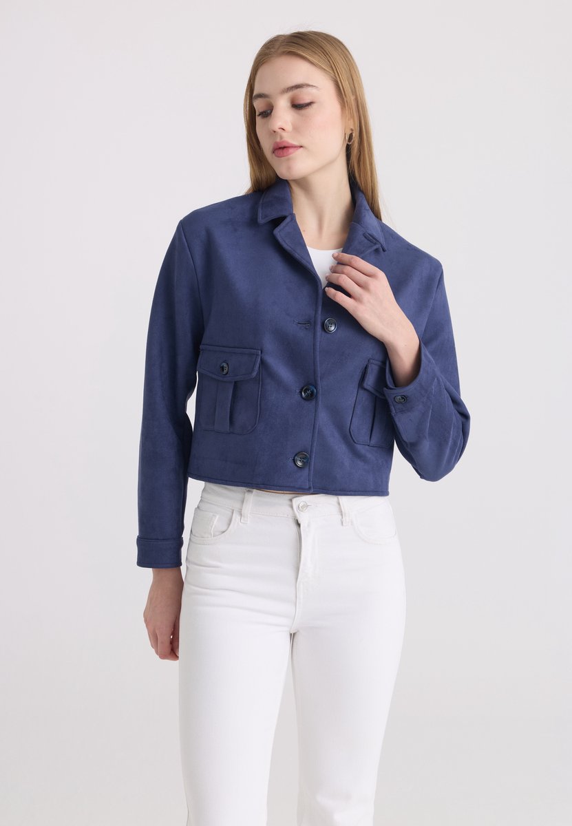 Felix Hardy Imitatie Suede Jas Dames Navy - S
