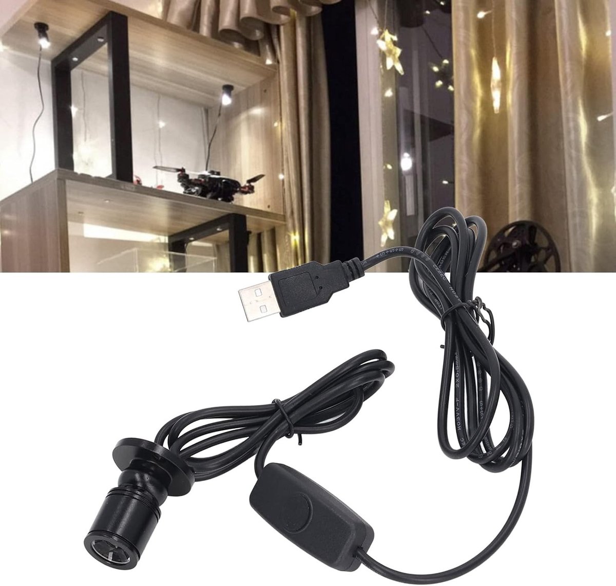 Mini Spot Lamp - Warmwit - Dimbare LED-spot met 2 meter Kabel - Voor Vitrinekasten en Interieurdecoratie
