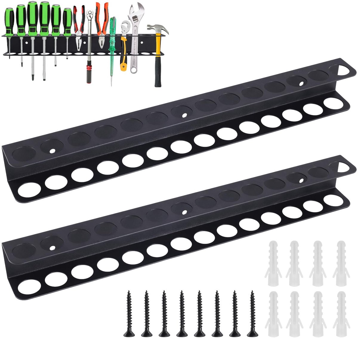 Trukafie 2 stuks gereedschapshouders voor de muur, 40 CM gereedschapsmuurbevestiging schroevendraaierhouder tanghouder - ShopVlot