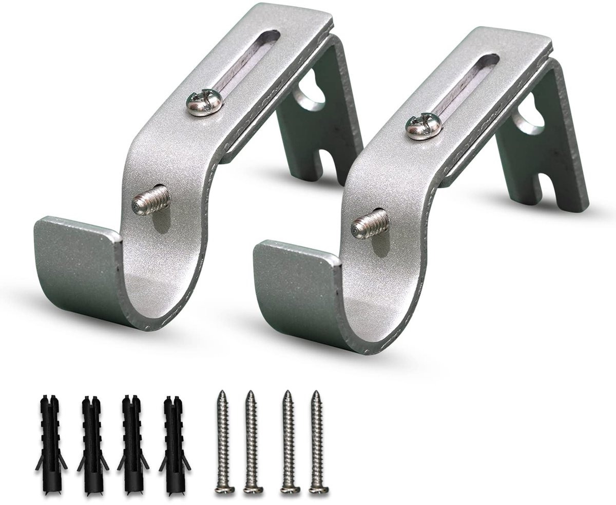 QualityDen Gordijnstangbeugels, 2 stuks, met verstelbare lengte van 9-12 cm, metalen gordijnroede, beugelset met - ShopVlot