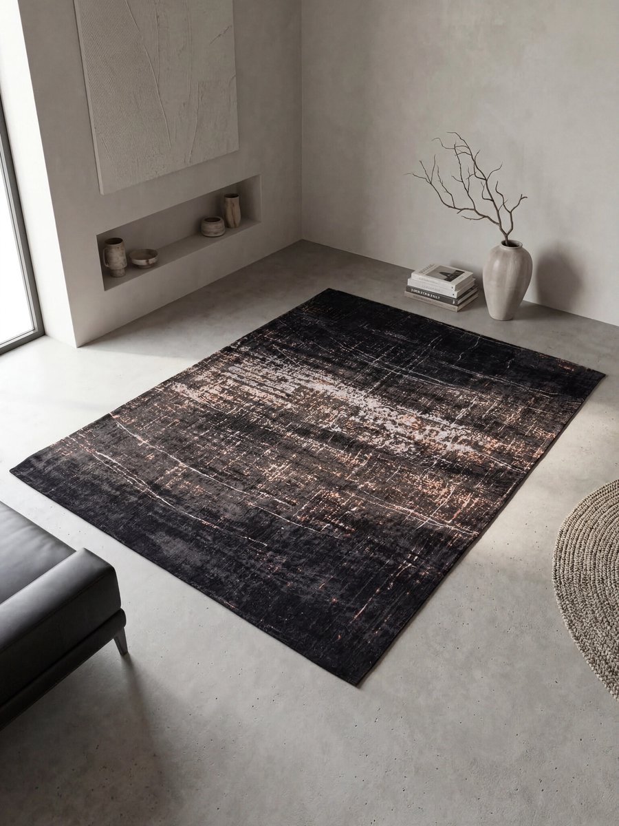 Binnen vloerkleed -200 x 280 cm - Remix Griff 8925 Zwrtgrs laagpolig tapijt - Made In Belgium