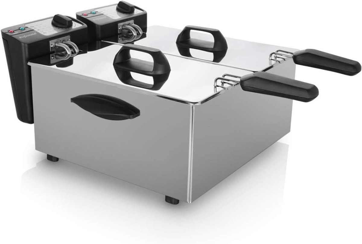 Lìon® Frituurpan Dubbel - Koude Zone Friteuse - Frituurpan - Zilver - 33cm x 29cm x 29cm