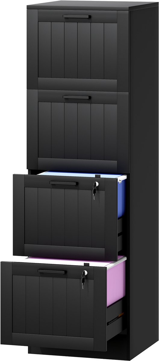 Archiefkast - Kantoorkast afsluitbaar - Multifunctionele kast van staal - verstelbare planken - 180 x 80 x 40 cm - Zwart