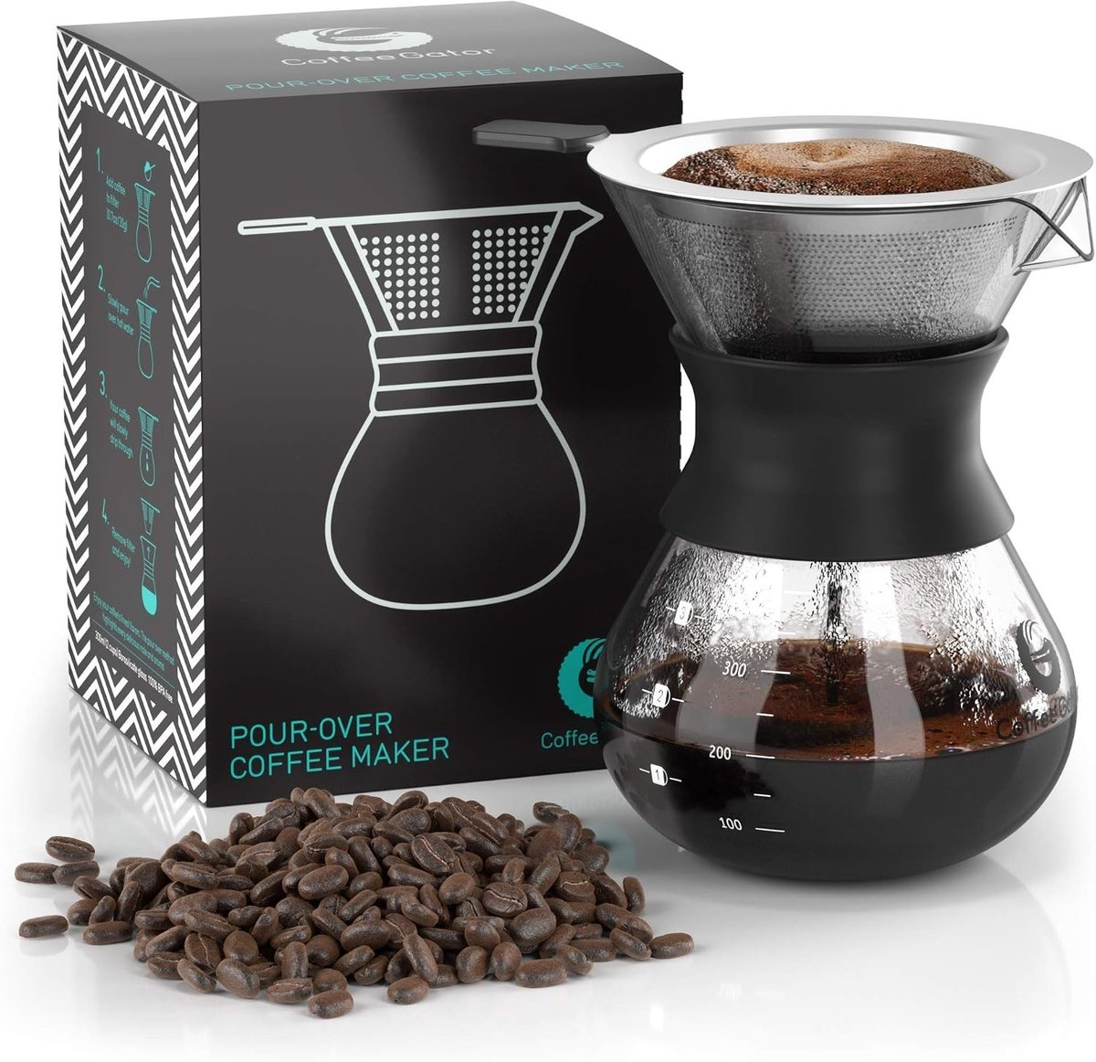 Koffiefilterapparaat Klein - RVS - 300 ml - Herbruikbaar Filter - Voor Koffieliefhebbers