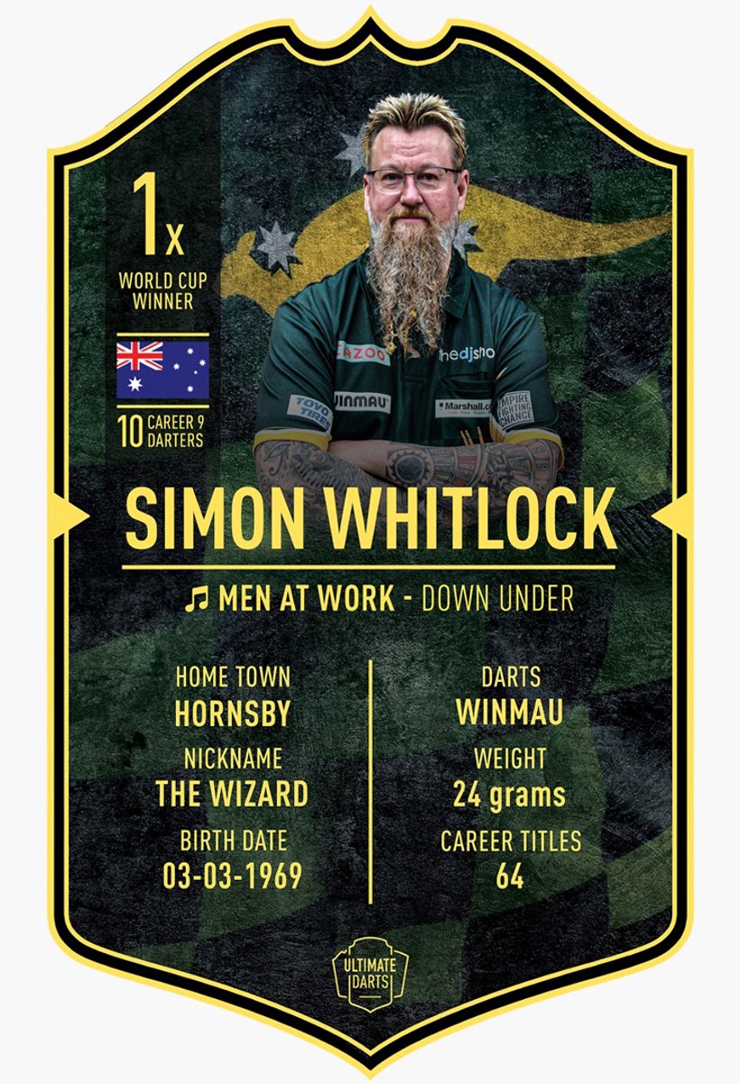 Ultimate Card Simon Whitlock Winmau Darts 37x25cm