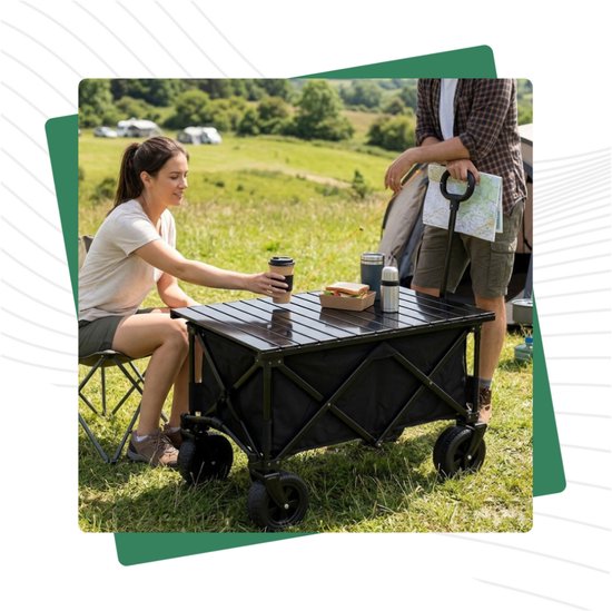 Opvouwbare bolderkar 93 x 60 x 105 cm - 150 kg - brede wielen - met tafelblad 50 x 86 cm van Opvouwbare Bolderkar — afbeelding 3