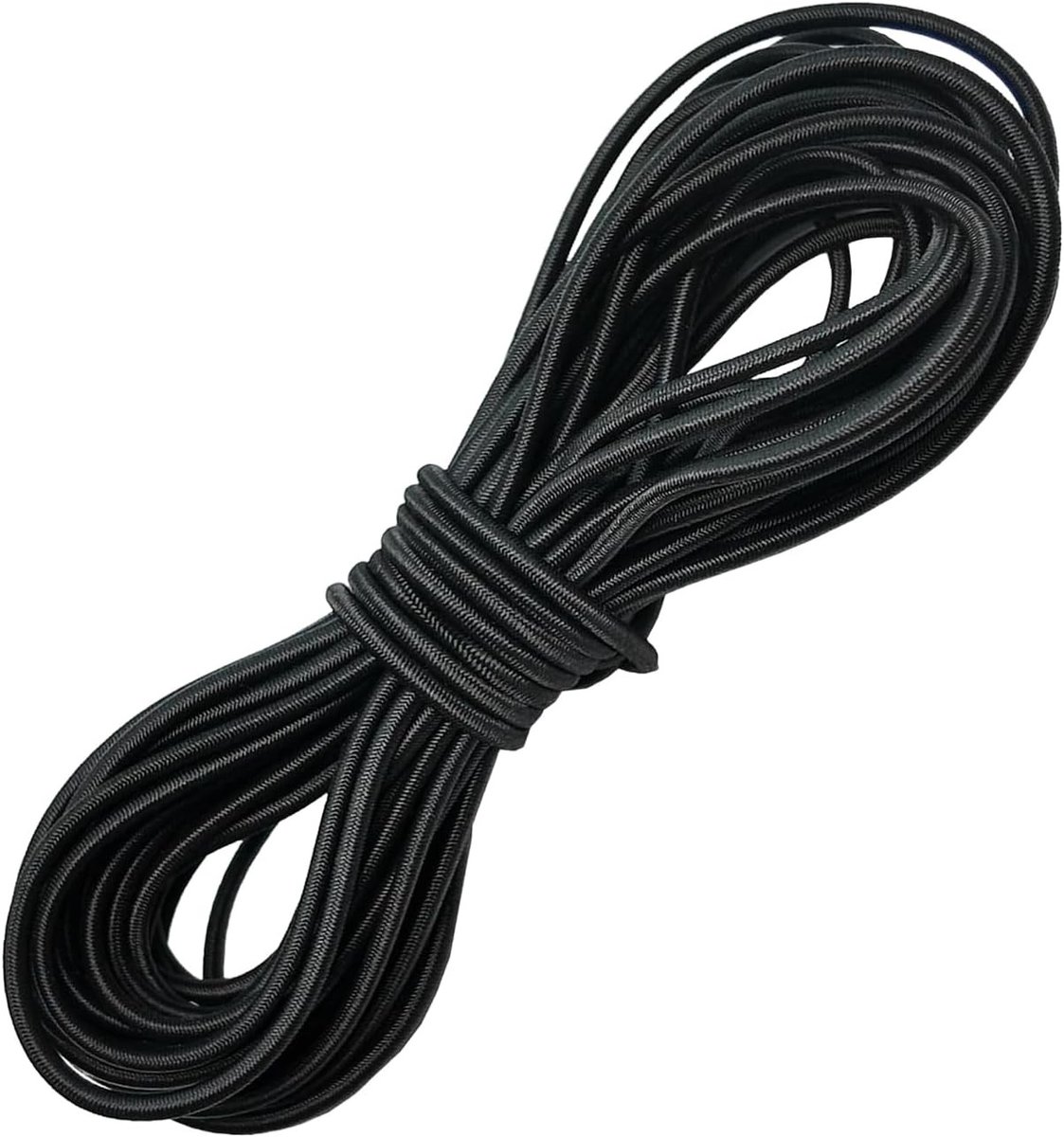 Rubberen Touw - Zwart - 6 mm x 20 m - Hoogwaardige Bungee Koord met UV-bescherming - Voor Tenten en Aanhangerzeilen