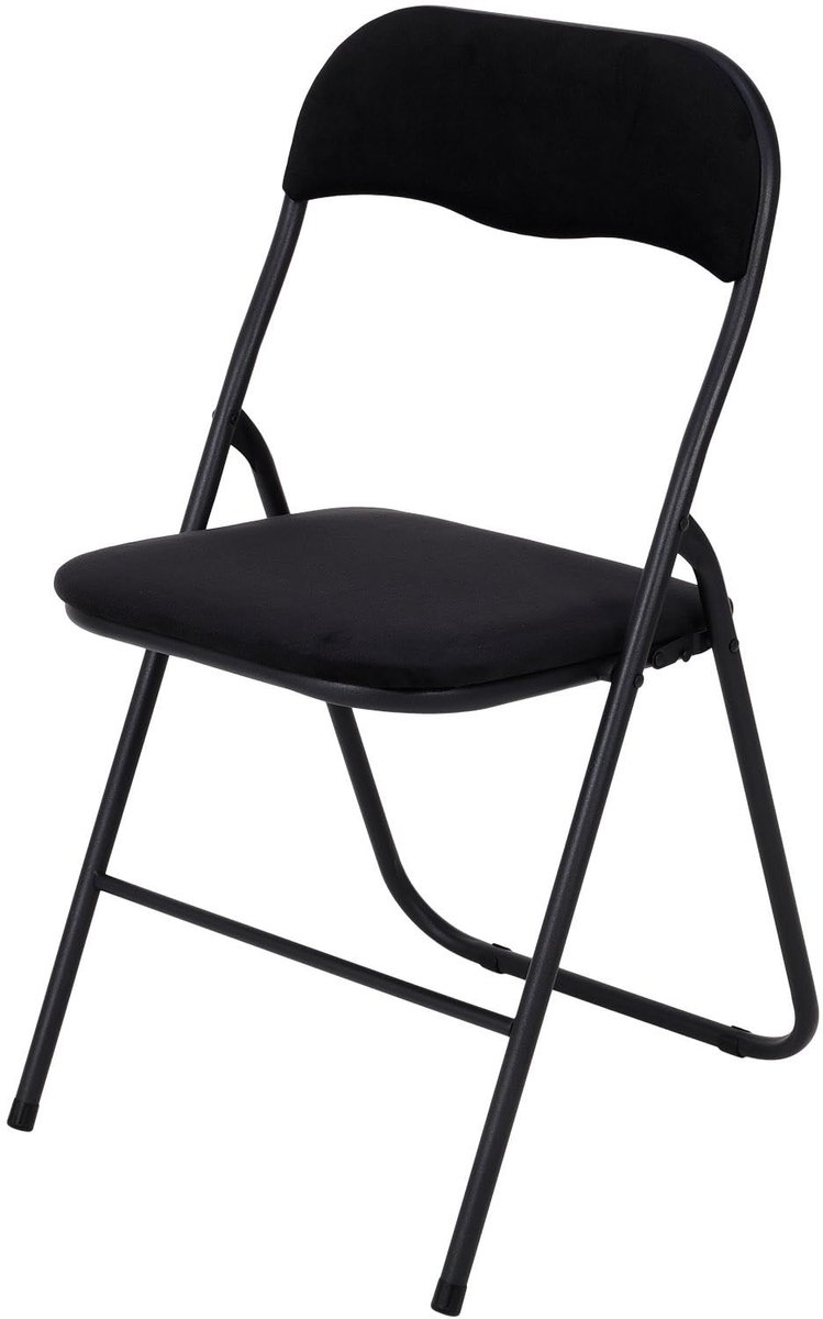 Famanu Klapstoel van fluweel, opklapbare eettafelstoel, 43 x 47 x 80 cm, ideaal voor binnen en buiten gebruik, in zwart