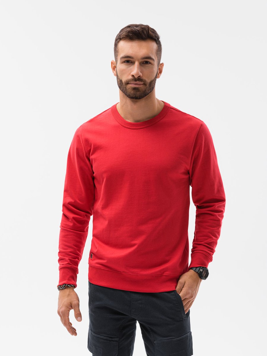 Ombre - Heren Sweater - Rood - Zachte Stof - Ronde Hals