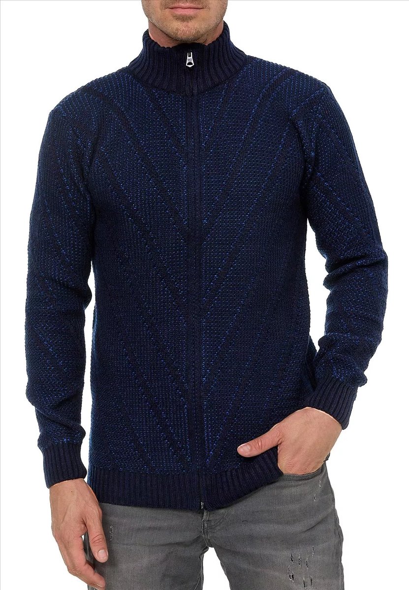 Rusty Neal - Heren Vest Kabel - Marine - Gebreid - Italianstyle