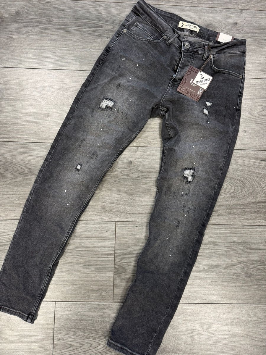 Tailor Stash - Heren Jeans - Antraciet - Lengte 32