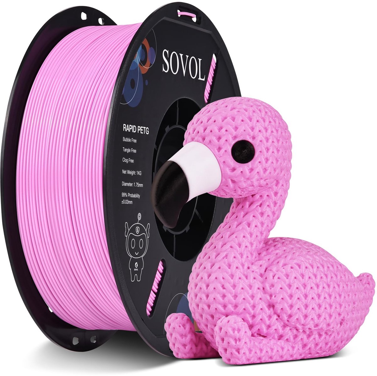 Sovol 3D-printer Rapid PETG-filament 1,75 mm 1 kg (2,2 lbs), hoge precisie, sterke taaiheid, bedradingsdichtheid - ShopVlot