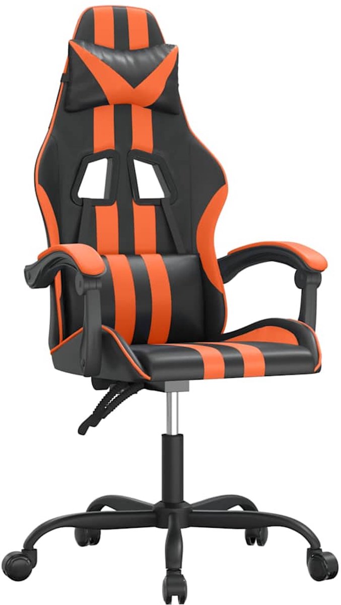 vidaXL Gamestoel - kunstleer - zwart - en - oranje Zwart en oranje