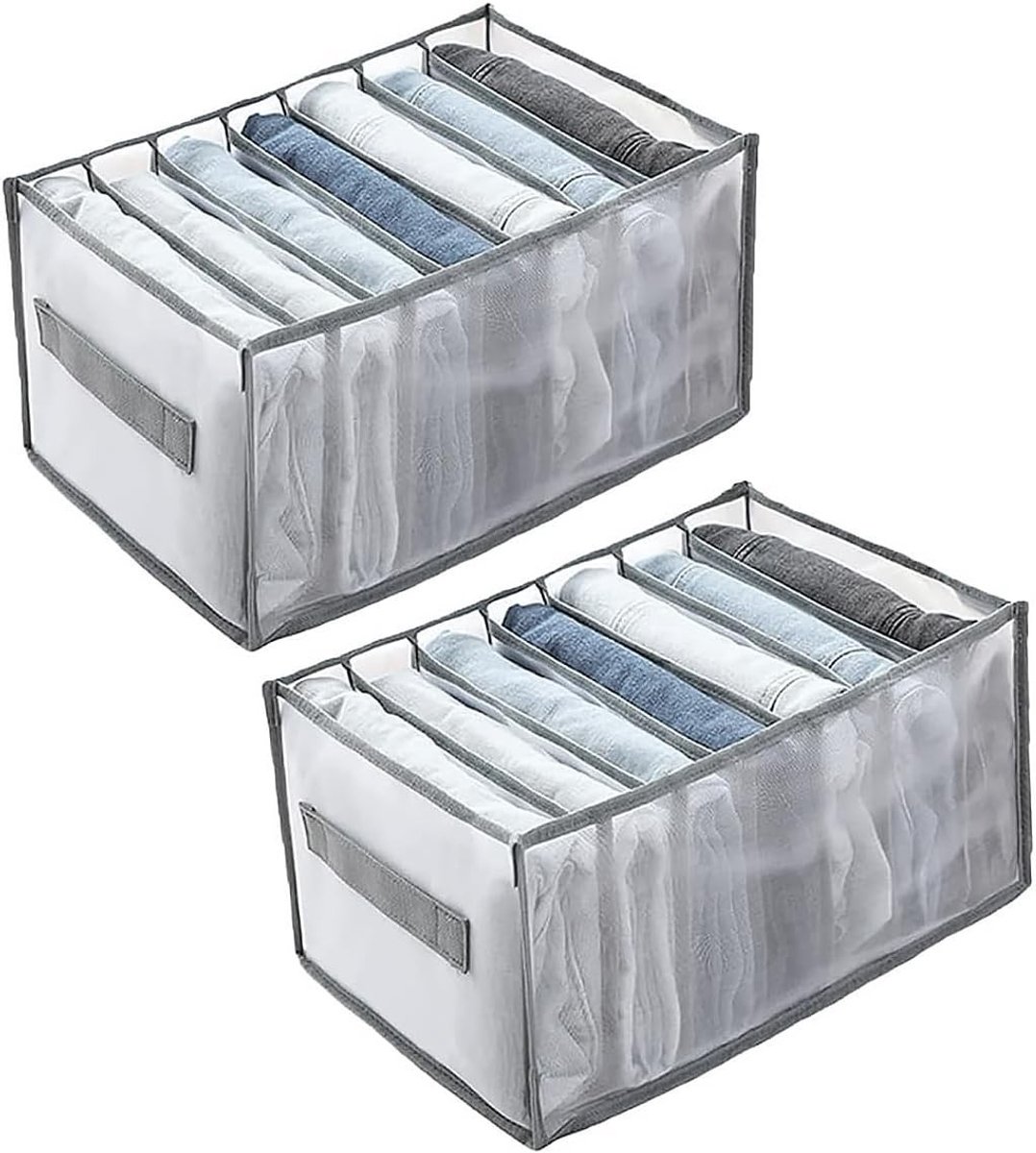 Extra grote opvouwbare kledingorganizer met 6 vakken voor jeans, shirts en truien, 44 x 28 x 22 cm