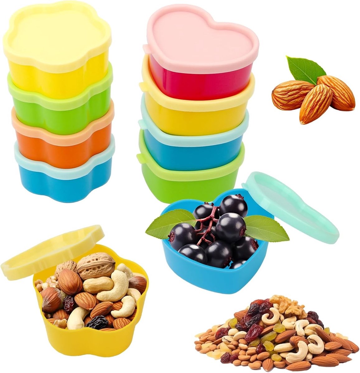 Set van 10 Plastic Vrije Vriezerdozen voor Snacks, Sauzen en Specerijen - Kleine Opbergdozen met Deksel voor Organisatie en Bewaring