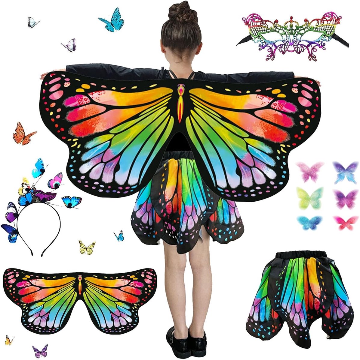 Vleugels voor kinderen, kleurrijk vlinder kostuum voor meisjes, perfect voor carnaval en themafeesten, fantasierijk en speels.
