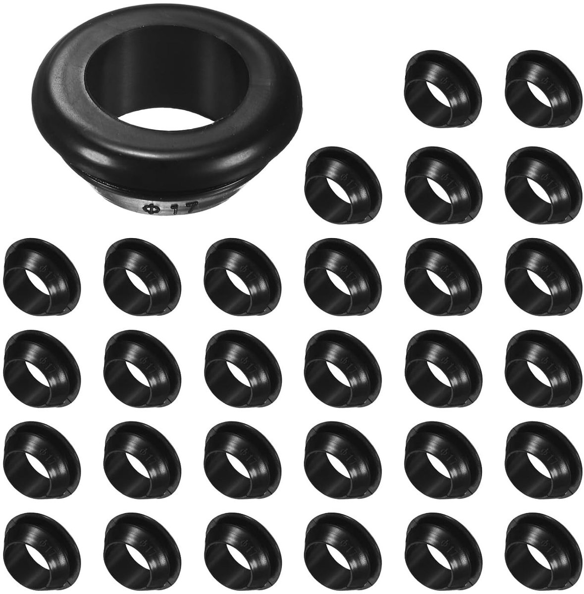 30 Pack Rubber Grommets voor Kabelbeugels, 17mm Boorgat, 14mm ID Oogring Dichting voor Draad, Draadkabel en Auto-onderdelen, Geschikt voor Metalen Kabelbeugels en Grommettoepassingen