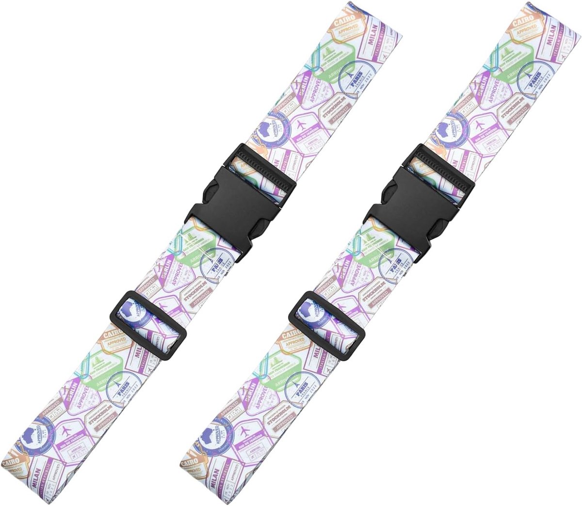 Set van 2 Opvallende Bagagestraps voor Koffers met Snelsluiting, Essentiële Reisaccessoires voor Veiligheid en Comfort, Lengte 175 cm, Breedte 6 cm
