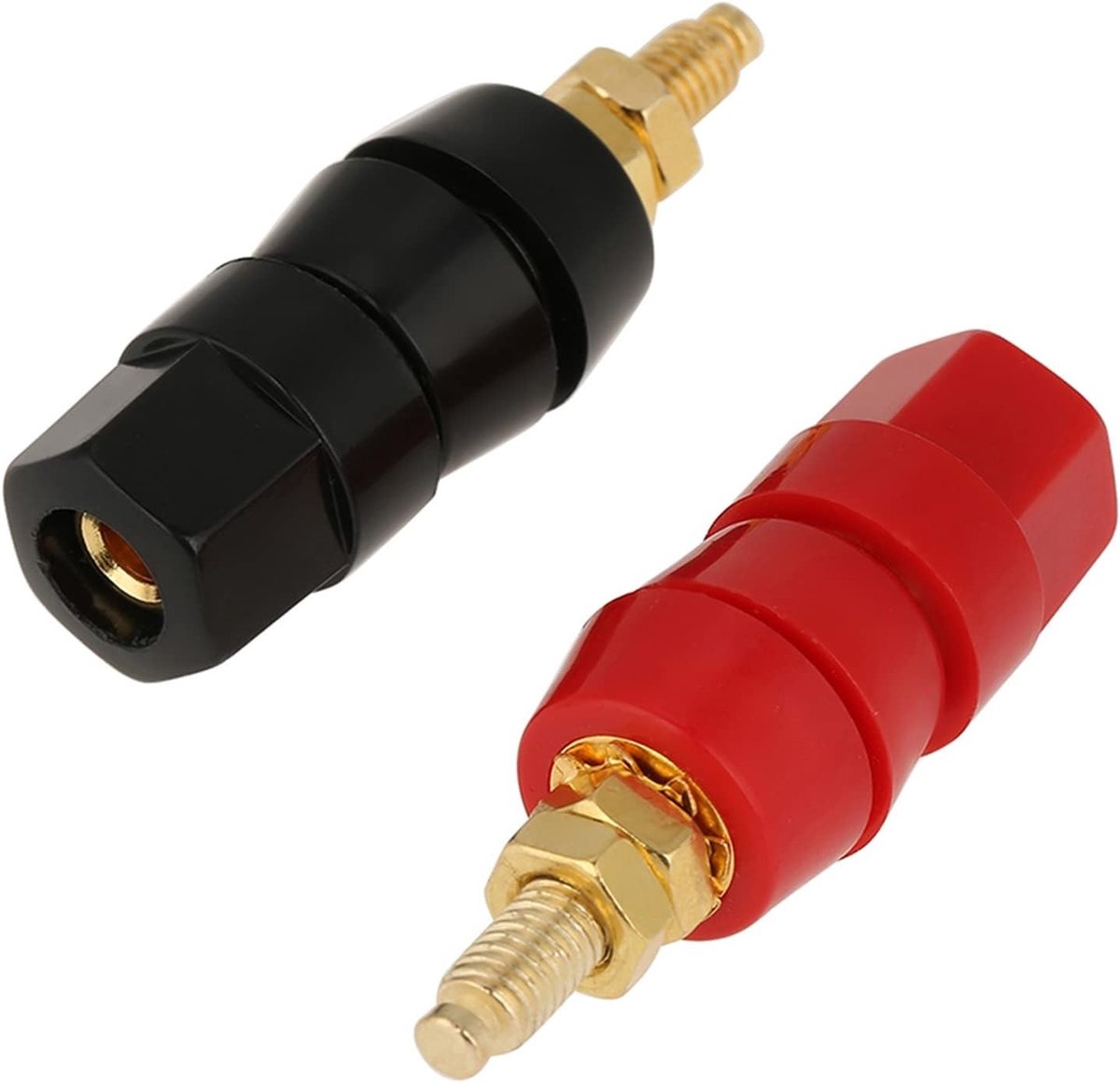 4 Stuks Banana Plugs voor Luidsprekers, Zwart en Rood, 4mm Audio Aansluitingen voor Versterkers en Geluidsystemen