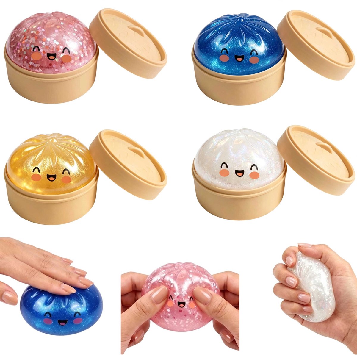 Stressbal met Glitter 8.5 cm – Sensorische Knijpbal – Zachte Fidget Toy – Squeeze Speeltje – Wasbaar – 1 Stuk（Willekeurige kleur）