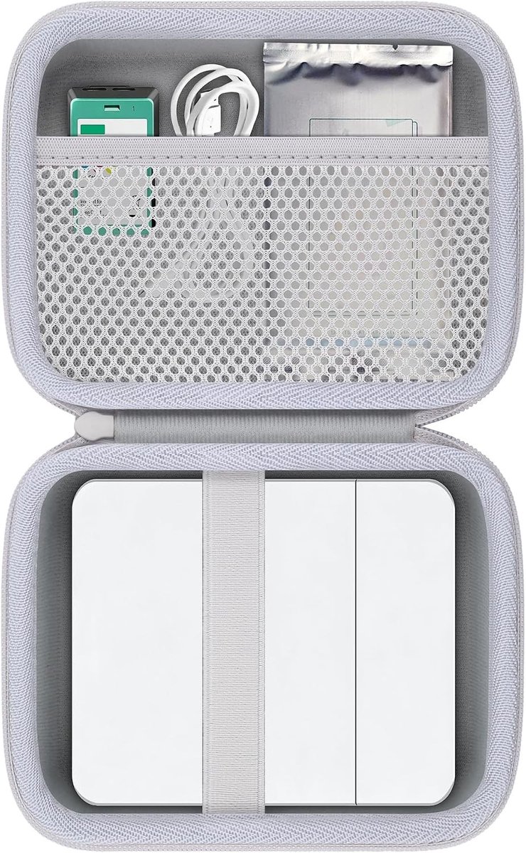 Draagbare Mini Fotoprinter Tas met Mesh Pocket voor Stickerprinter Accessoires - Geschikt voor PP01 (Wit)