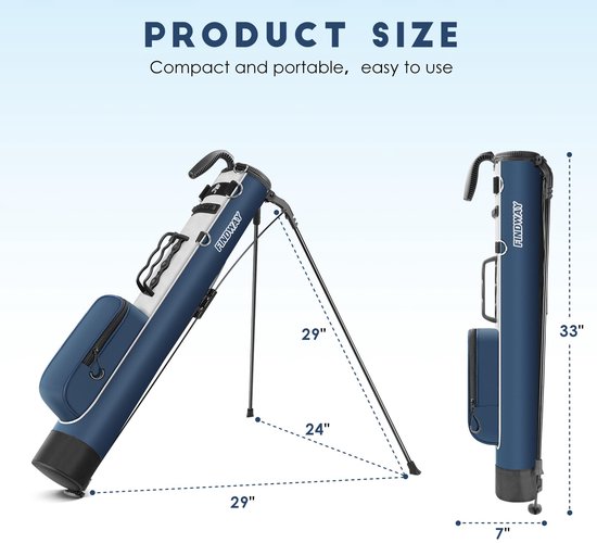 Golf Stand Tas - Draagbare Golftas - Oefenen op Driving Range - Lichtgewicht Ontwerp - 80 cm Hoog - Blauw — afbeelding 5