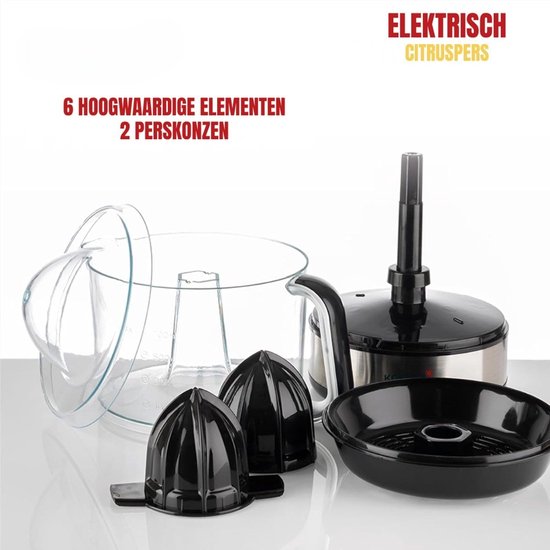 Klarven® Citruspers Electrisch - Zwart - Krachtige Motor, Maximale Sapopbrengst - Eenvoudig in Gebruik - B 14 x D 20 x H 21 cm van Klarven — afbeelding 5