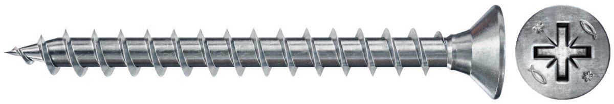 Fischer 1.000x Power-Fast II FPF II CZF 3 x 35 mm BC Verzonken kop met kruiskop PZ1 Volledige schroefdraad gegalvaniseerd blauw gepassiveerd - 670041