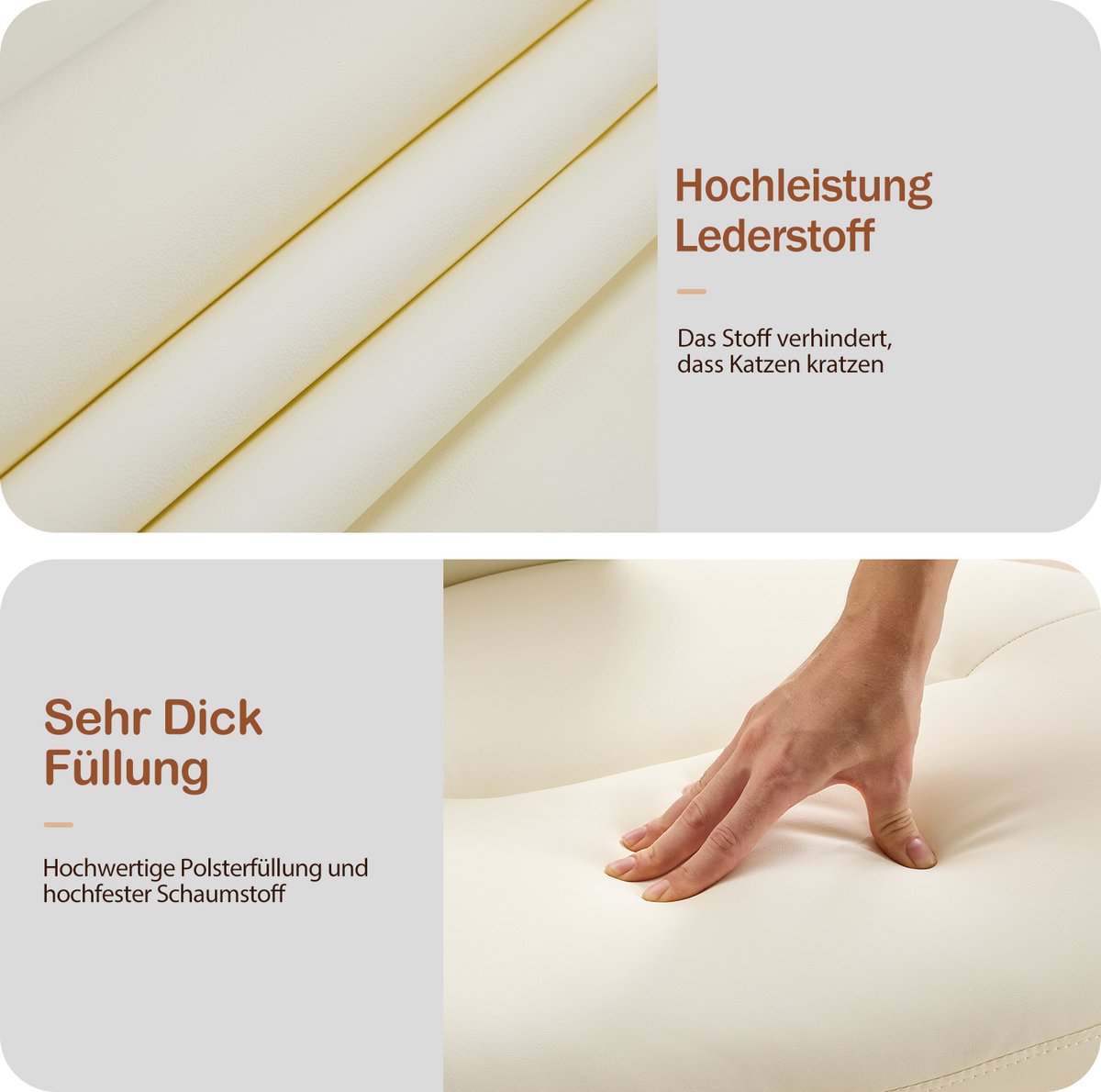 MIVRAY Bureaustoel Kniestoel 64,5 Cm - 360° Draaibaar Met Verstelbare Zithoogte En Rubberen Wielen - Voor Thuiswerk En Meditatie - Leer Wit thumbnail 6