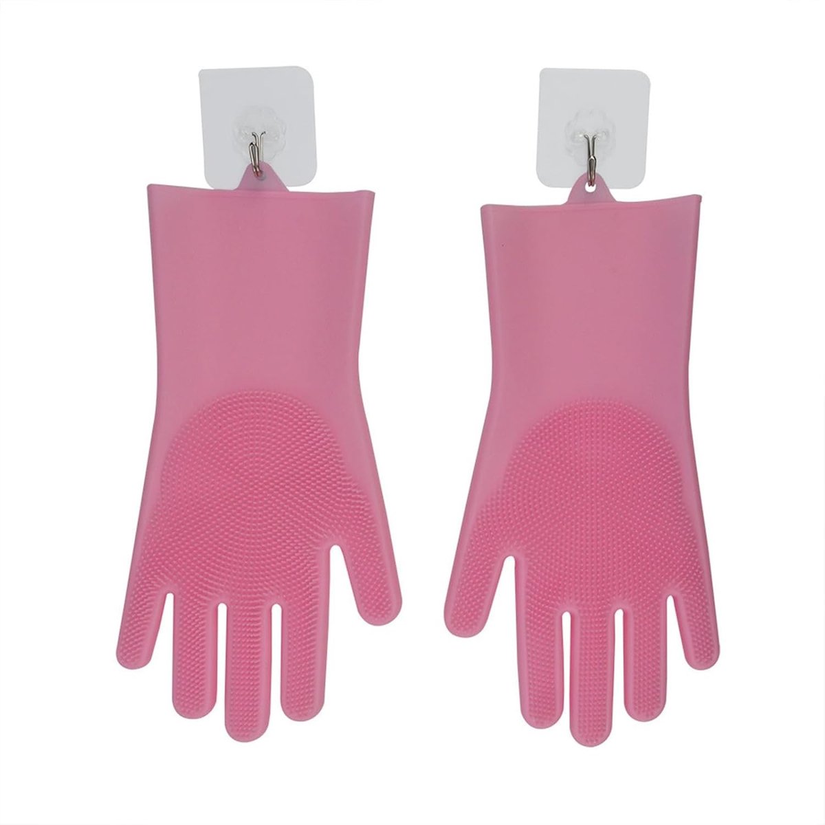 Herbruikbare Silicone Schoonmaak Handschoenen met Borstel voor Afwassen en Huishoudelijk Gebruik - Roze, Ideaal voor Grondige Reiniging en Comfortabel Gebruik