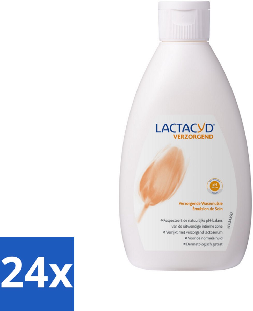 24 x Lactacyd – Verzorgende Wasemulsie – pH-vriendelijk – 300 ml - Intieme Wasemulsie - Milde Intieme Verzorging - Zeepvrij - PH-vriendelijk - Gevoelige Huid