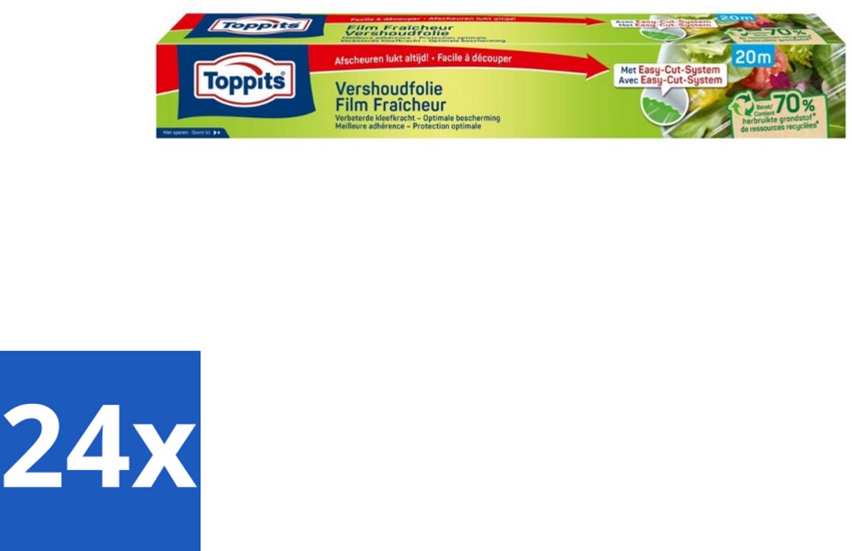 24 x Toppits – Vershoudfolie – 32,5 cm × 20 m - Vershoudfolie - Eetvoedingsbehoud - Geurverspreiding - Smaakbehoud - Easy Cut