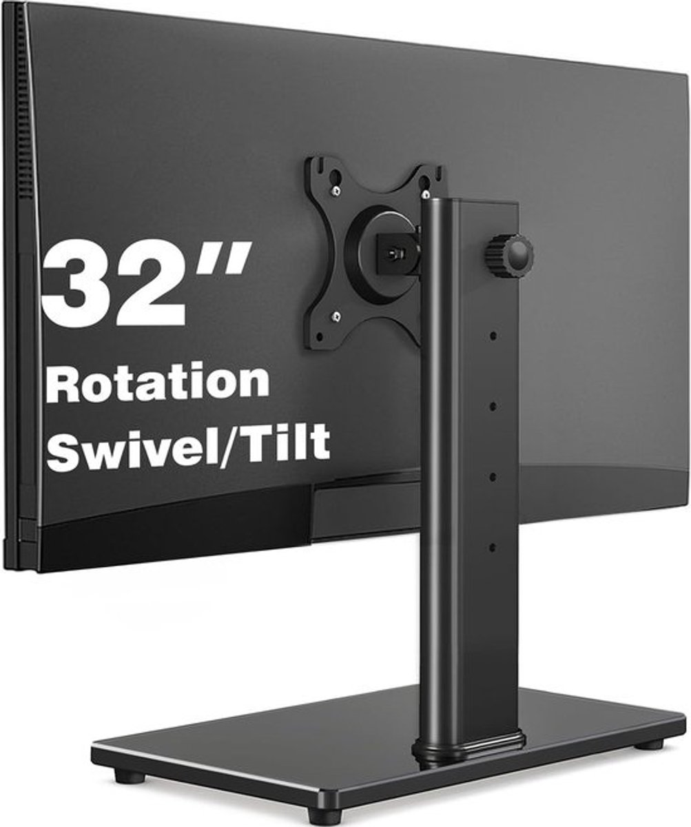 SnelShoppen - VESA Monitorstandaard Vrijstaand Bureau Steun voor 13-32 inch Enkele PC Tafel met Draai- en Hoogteverstelling, Max VESA 100x100mm, Max G
