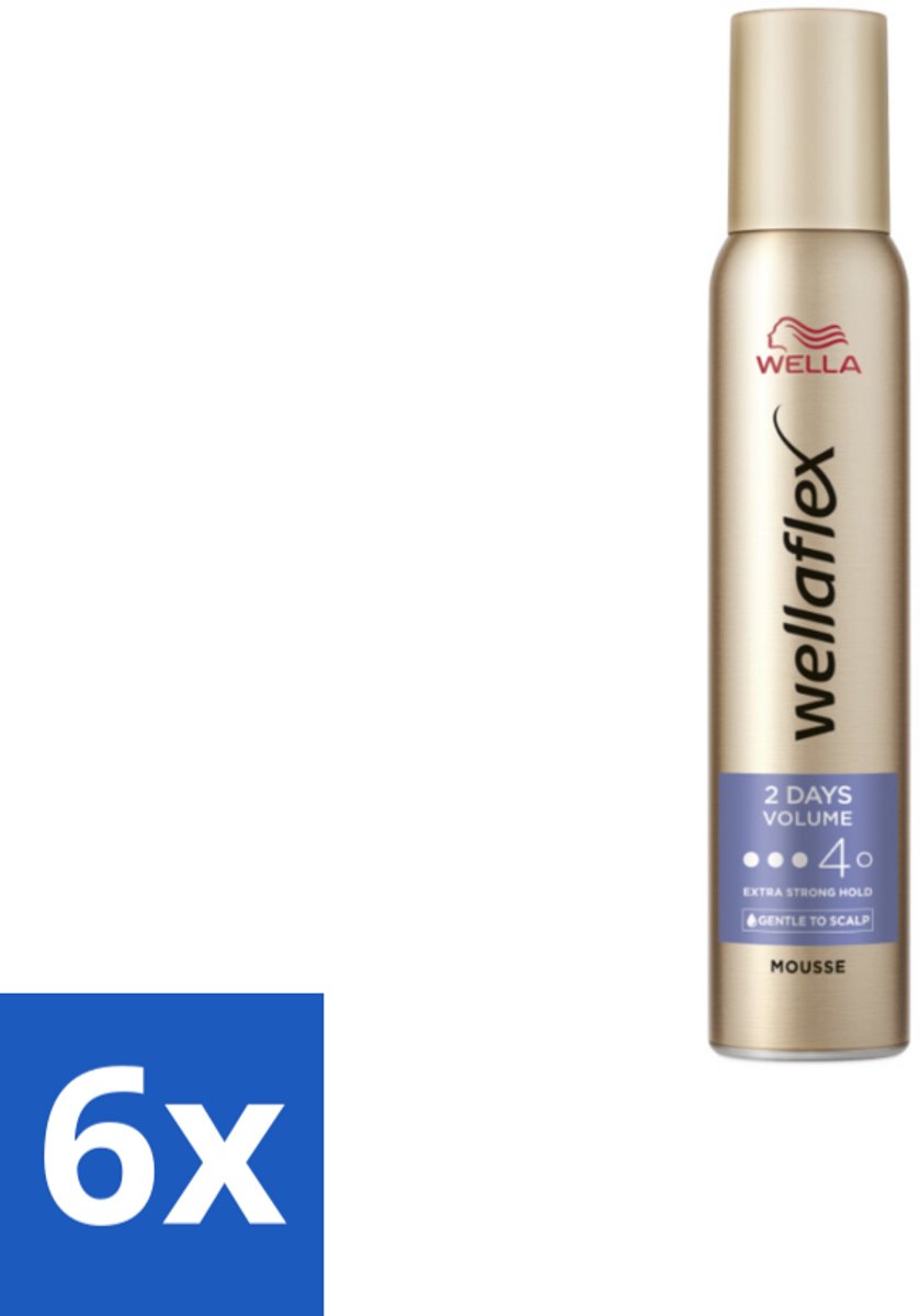 6 x Wella – Flex 2 Days Volume – Haarmousse – 200 ml - Haarmousse - Volume - Haarkleur - Haartypen - Haartypen