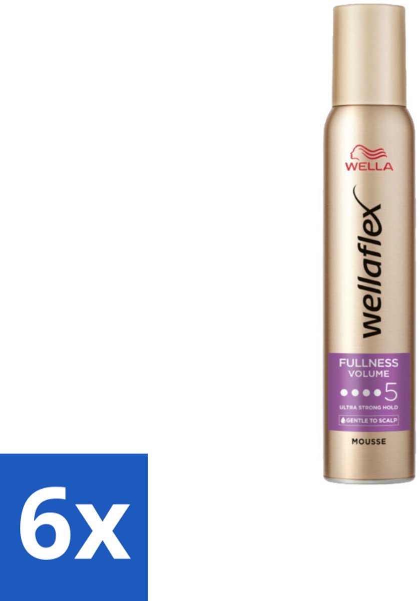 6 x Wella – Flex Fullness Volume Ultra Strong – Haarmousse – 200 ml - Haarmousse - Volume - Kracht - Natuurlijk Haar - Vol Haar