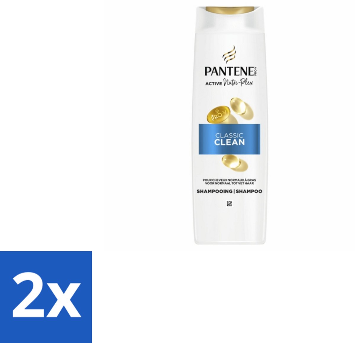 2 x Pantene – Shampoo – Classic Clean – 400 ml - Haarversterking - Schade Door Stylen - Fris Haar - Gezond Haar - Glanzend Haar