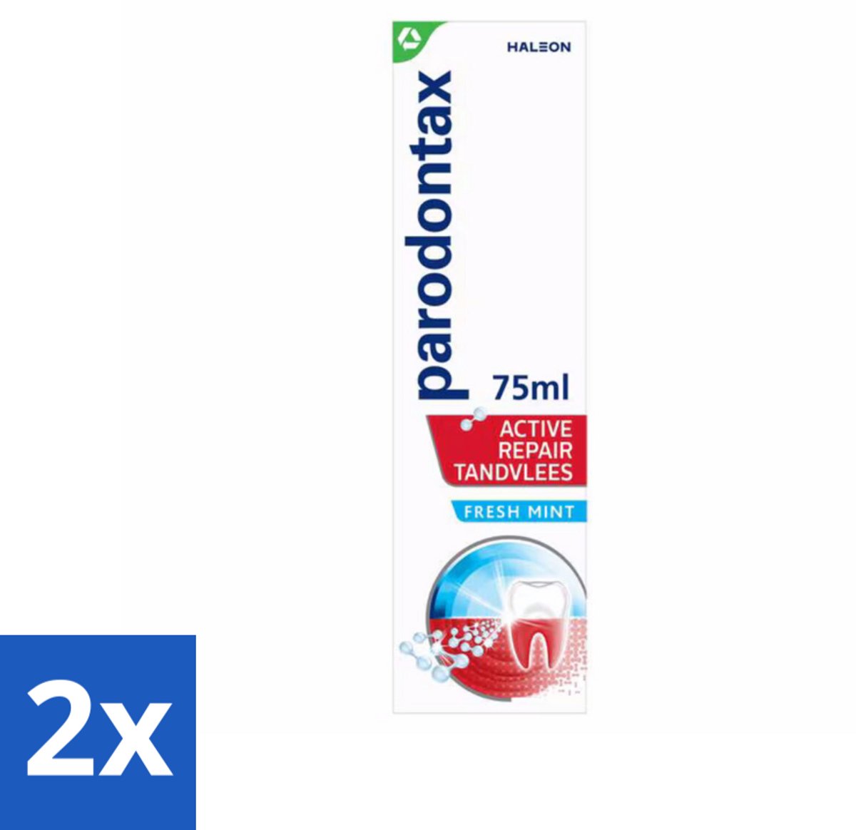 2 x Parodontax – Tandpasta – Active Repair Fresh Mint – 75 ml - Tandvlees Herstellen - Tandplak Verwijderen - Bloedend Tandvlees - Gezwollen Tandvlees - Ontstoken Tandvlees