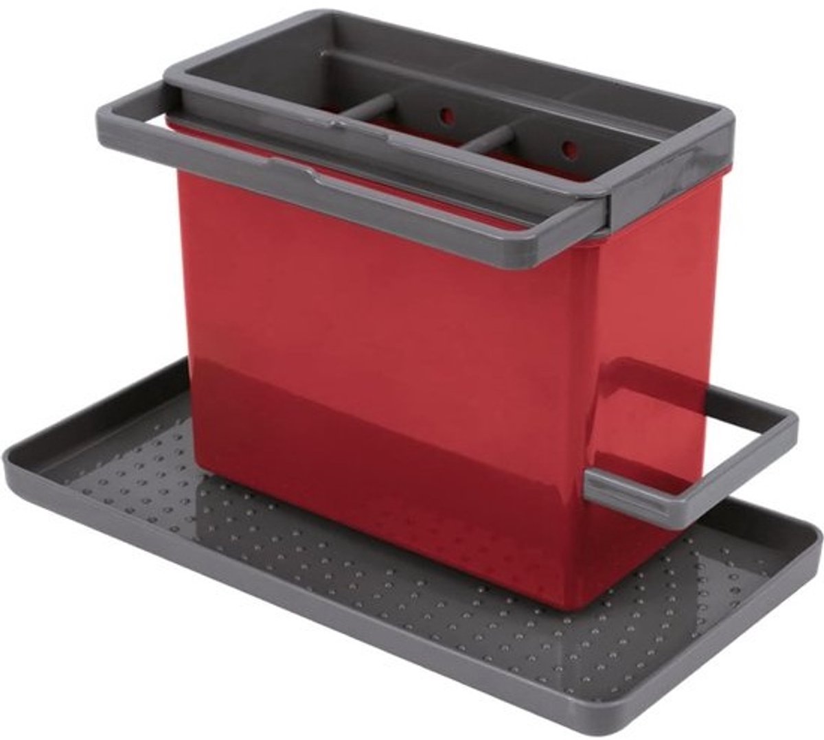 Gootsteenorganizer kunststof ABS, rood/grijs - Compact en functioneel