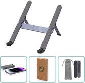 Laptop Standaard H - Space Grey - Compact & Licht (127mm & 184g) - Verstelbaar - Laptop Stand voor 11-16 Inch - Aluminium Dubbel Opvouwbaar Laptopstandaard, Laptophouder, Laptopverhoger & Laptopsteun - Ergonomisch - Incl. Opbergzakje - Ditalium®
