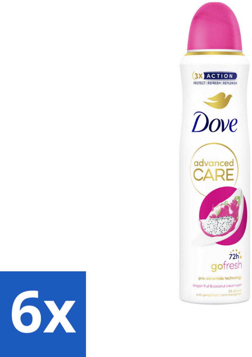 6 x Dove – Deodorant Spray – Dragon Fruit & Coconut Cream – 150 ml - Anti-transpirant Spray - Zweetvermindering - Geur Van Dragon Fruit - Kokosnootcrème - Huidverzorging