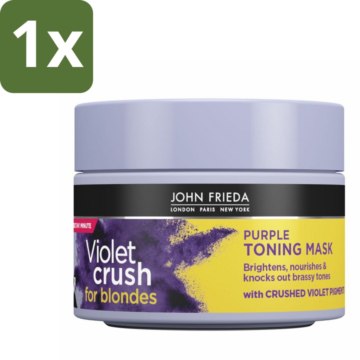 1 x John Frieda – Haarmasker – Violet Crush Purple Toning – Neutraliseert gele tonen – 250 ml - Koffiezetapparaat