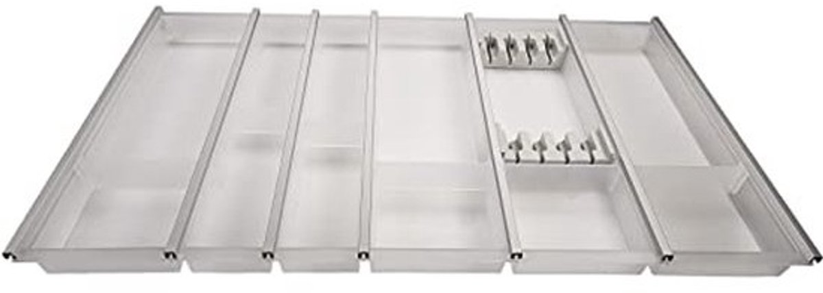 Bestekbak 900 mm voor la met translucente kunststof en aluminium