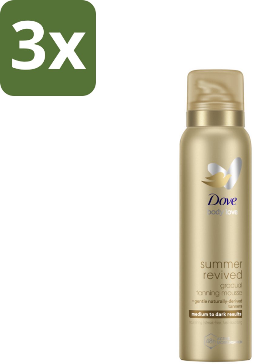 3 x Dove – Bodymousse – Summer Revived Medium-Dark – 150 ml - Zelfbruinende Bodymousse - Natuurlijke Teint - Zomerse Teint - Huid Verzorging - Huid Hyderatatie