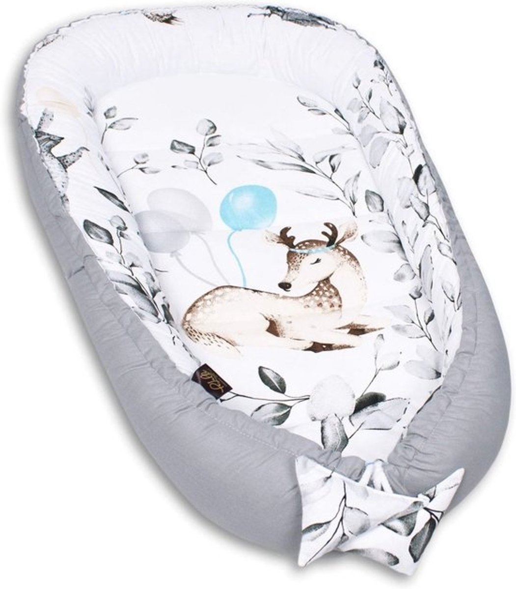 Premium knuffelnestset voor baby's - Babynest 90x50, uitneembare vulling, knuffeldeken, nekkussen en plat kussen - 100% katoen Oeko TEX