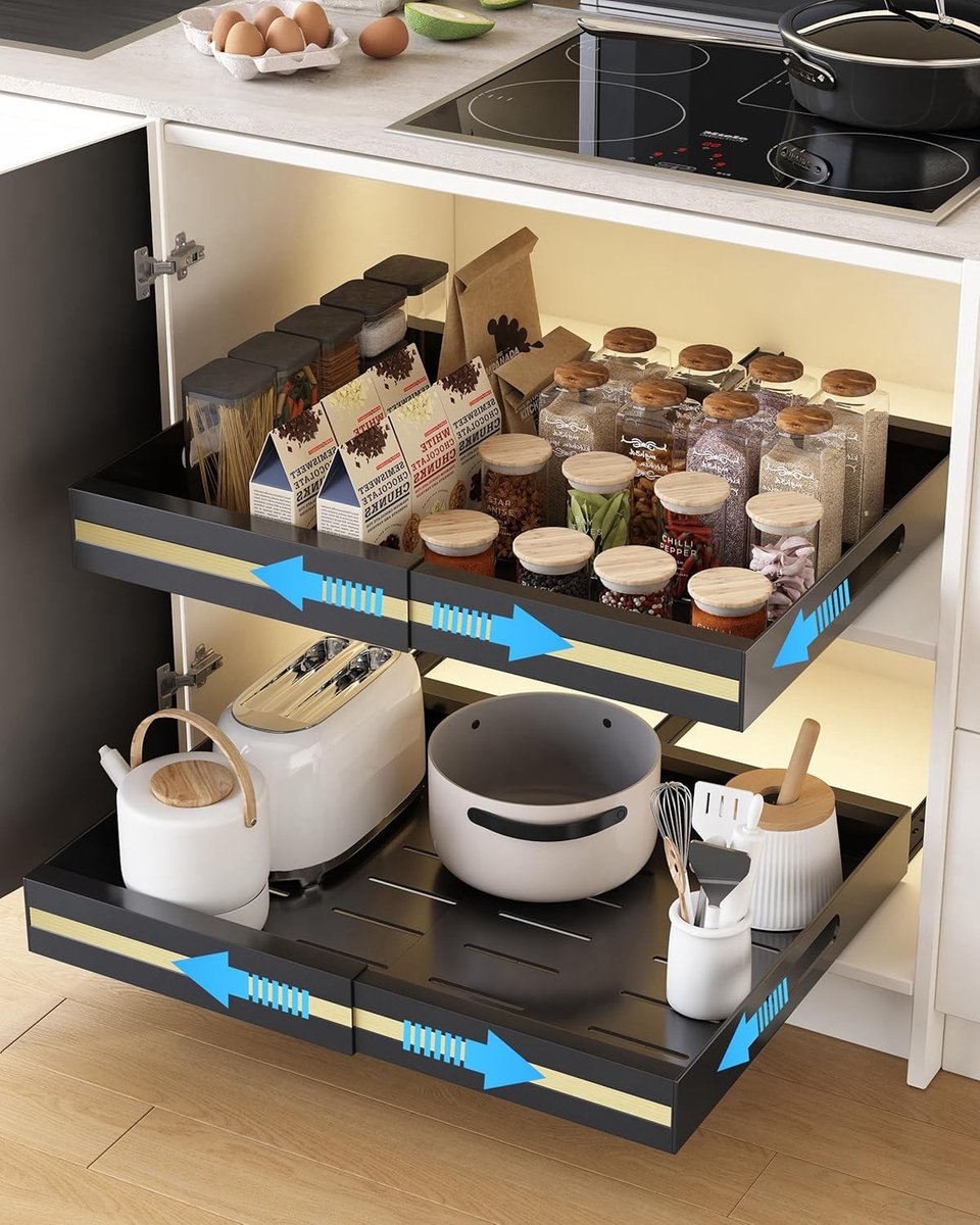 Uitbreidbare Keukenladen Set van 2 met Lijm - Perfect voor Organisatie en Ruimtebesparing in de Keuken