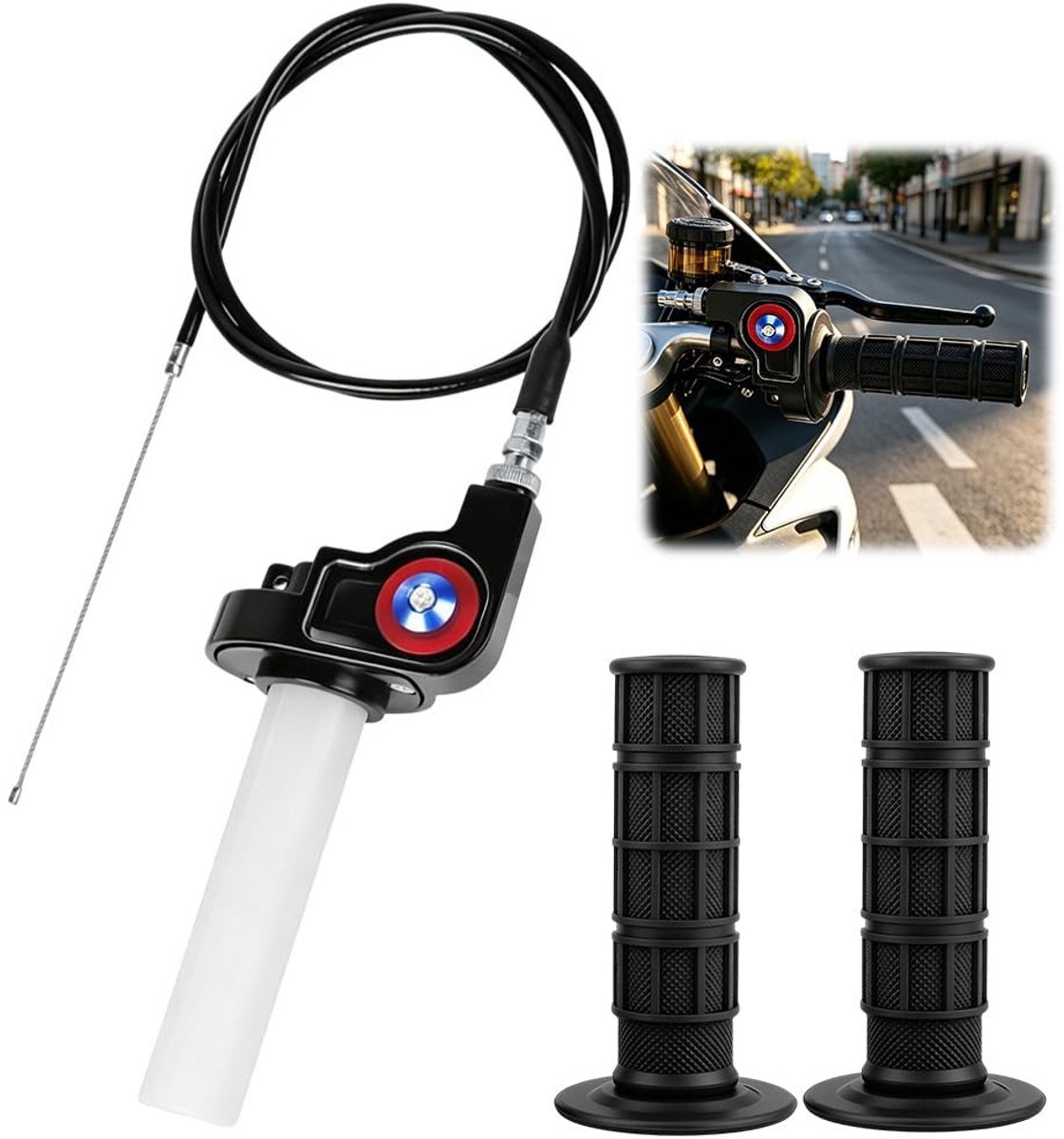 Elzusha - Gashendel met Kabel voor Motorfiets, 1,2 m