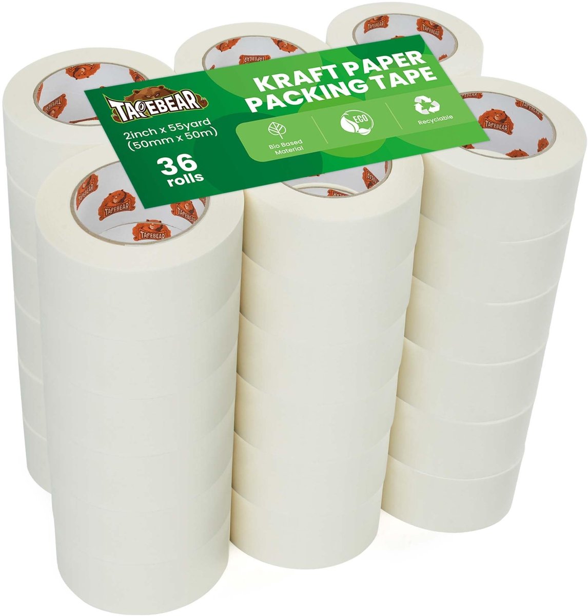 Elzusha - Kraft Papieren Verpakkingstape Set van 36 Rollen