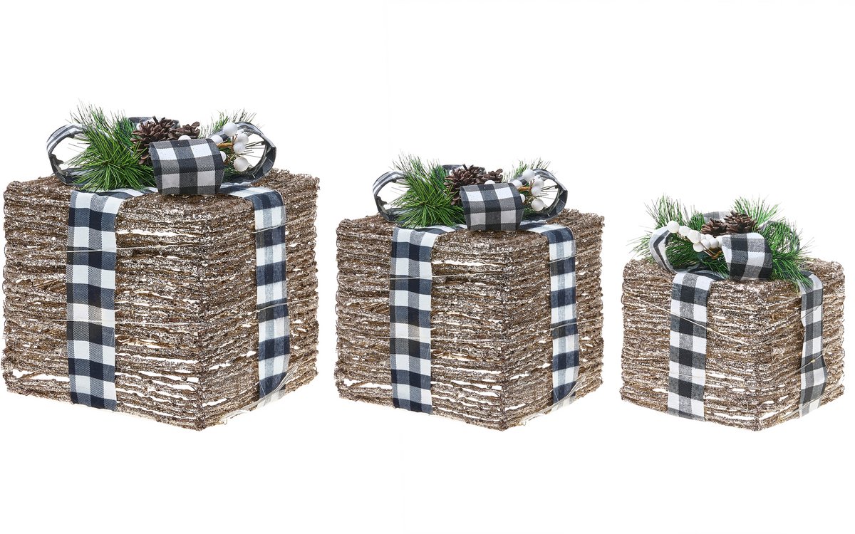 ARRESKOV - Set van 3 kerstdecoraties - Bruin - Synthetisch materiaal