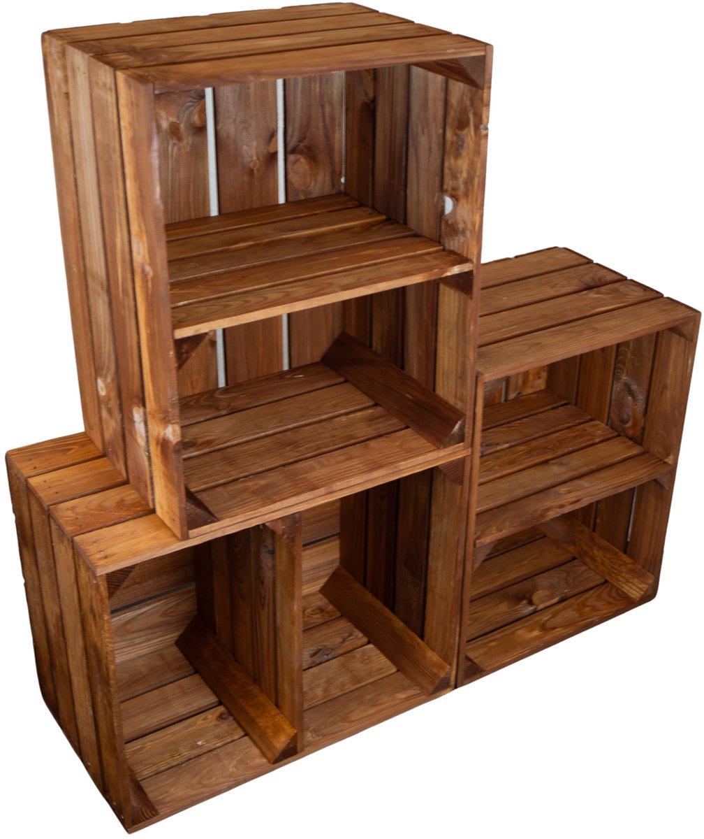 Elzusha - Set van 3 Massieve Houten Fruitkisten voor Organisatie