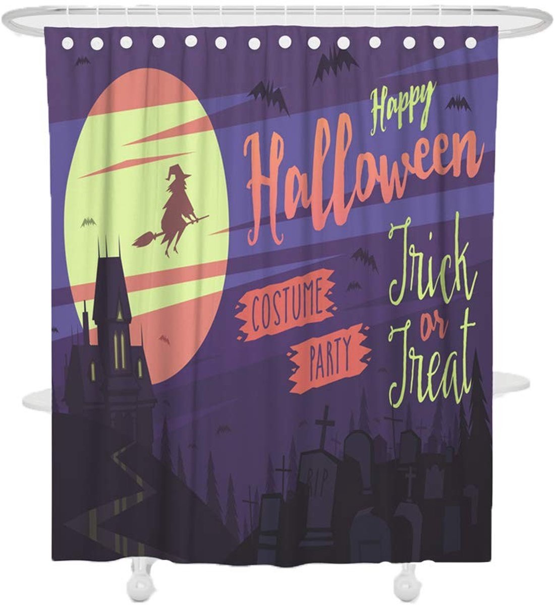 Elzusha - Waterdicht 3D Gedrukt Douchegordijn voor Halloween, 90x180cm